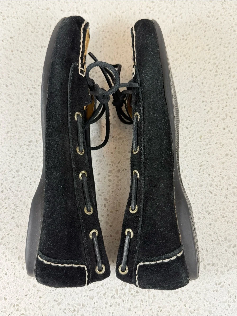 Sperry Top Sider Firefish Leopard Print Pony Hair Black Leather Women’s Size 6